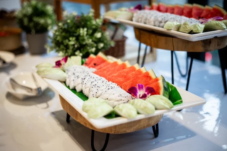 Sushi and sashimi platter served at the hotel buffet